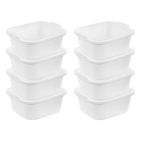 Sterilite Small Portable Rectangle Plastic 8 Qt Dish Pan, White (36 Pack)