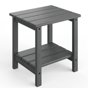 Outdoor Adirondack Side Table, 2-Tier HDPE Patio End Table, Weather Resistant for Adirondack Chair, Square Outdoor Table - 1 of 4