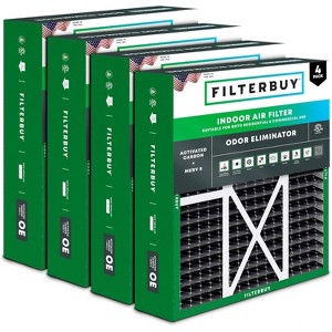 Filterbuy 16x20x5 Air Filter (4-Pack), Pleated MERV 8 Odor Eliminator HVAC AC Furnace Filters w/ Activated Carbon for Honeywell, Lennox X0592, & More - 1 of 4
