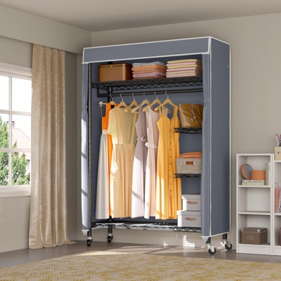 VIPEK Black Metal Portable Closet with Gray Fabric Cover