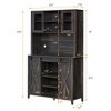 Garvee Coffee Bar Wine Cabinet with Sliding Barn Doors, 70" Tall Farmhouse Kitchen Hutch with Wine & Glasses Rack, for Kitchen, Dining Room - 2 of 4