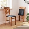 Tangkula Folding Wooden Dining Chair Set of 2 Faux Leather Upholstered Kitchen Armless Chairs w/ Padded Seat - 2 of 4
