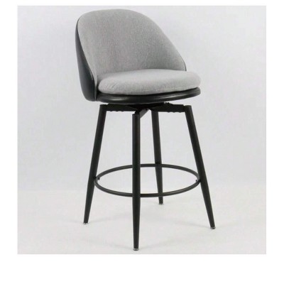 Swivel Counter Height Bar Stools Set Of 2, Double-Layer Upholstered Barstools With Back And Metal Legs For Kitchen Island Pub, 26 Inch Modern Bar Sto