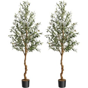 Artificial Olive Trees,  for Home Office Living Room Decoration, Indoor Fake Potted Trees with Natural Wood Trunk and Lifelike Fruits - 1 of 4