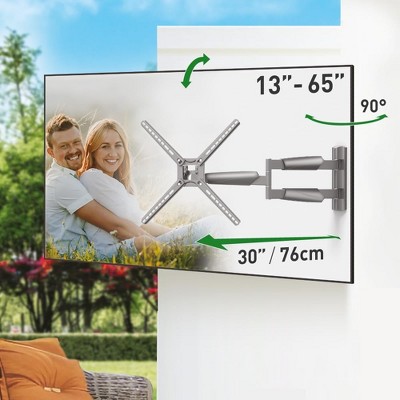 Barkan 30'' Long Gazebo Outdoor TV Wall Mount, 13-65 inch Full Motion Articulating - 4 Movement Flat