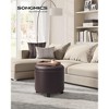 Round Storage Ottoman with 330 lb Capacity, 17.7 Inch Synthetic Leather Footrest Stool for Living Room, Chestnut Brown - 2 of 4