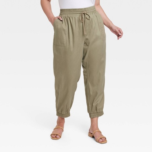 Women s High rise Ankle Jogger Pants A New Day Olive 4x Target