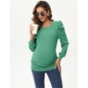 Clearlove Women’s Maternity Puff Sleeve Top Long Sleeve Round Neck Stretchy Ruched Side Pregnancy Shirt - 4 of 4