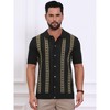INSPIRE CHIC Men's Jacquard Short Sleeve Button Down Knitted Golf Polo Shirts - 4 of 4