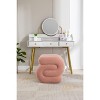 VYNXARIA Ottomans and Benches - Pink S-Shape Teddy Makeup Stool and Footstool, 19.30" x 18.10" x 18.10" - 4 of 4