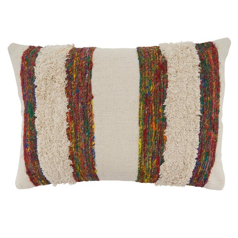 Saro Lifestyle Boho Stripe Pillow Down Filled 16 x24 Oblong Multi Target