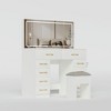 Resenkos 46-Inch Vanity Desk with 10 Drawers, Makeup Table with Mirror, Stool, Power Outlet & 3 Light Modes, White - 2 of 4