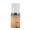 Modern Wooden & Glass Pillar Candle Holder - Mango Wood Base & Glass Cover - Elegant Home & Office Decor for Living Room & Bedroom - 15" Brown - 4 of 4