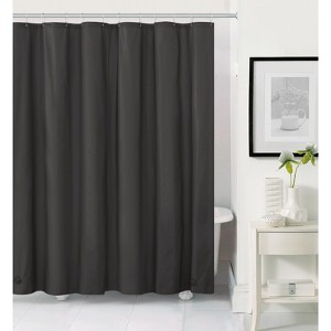 Heavy Duty Black 10 Gauge Hotel Non-Toxic Odor Free PEVA Shower Curtain Liner - Mold & Mildew Resistant - 1 of 3