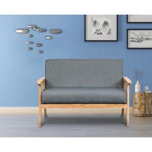 TiramisuBest 45" Dark Gray Loveseat with Solid Wood Frame, Espresso Arms, Full Foam Cushion for Living Room and Bedroom - 1 of 4