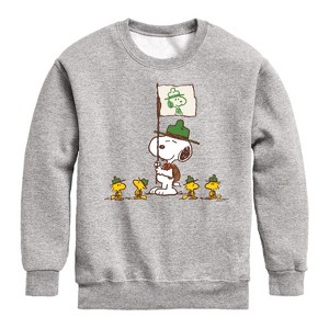Boys' - Peanuts - Snoopy And Group Graphic Long Sleeve Fleece Sweatshirt - 1 of 4