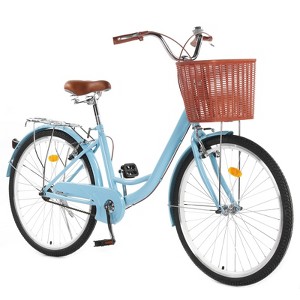 24" & 26" Women's Beach Cruiser Bike - Step-Through 1-Speed w/Basket & Adjustable Seat | Comfort Commuter Bicycle - 1 of 4