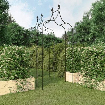 vidaXL Garden Arches 2 pcs Black 47.2"x15"x102.4" Steel
