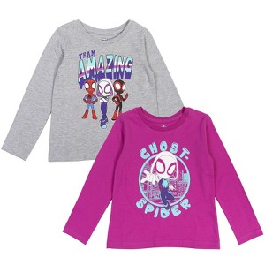 Marvel Spidey and His Amazing Friends Spider-Gwen Ghost Spider Miles Morales Girls 2 Pack T-Shirts Toddler to Little Kid - 1 of 4