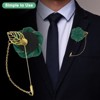 Unique Bargains Wedding Rose Men Suit Boutonnieres Lapel Pin with Gold Leaf Brooch 6 Pcs - 4 of 4