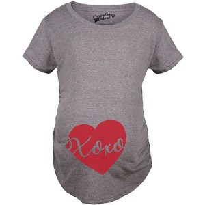 Maternity Xoxo Script Heart Cute Pregnancy Announcement T shirt - Crazy Dog Maternity T Shirt - 1 of 4