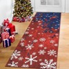 Snowflake Christmas Area Rug, Non Slip Foldable Low Pile Decorative Stain Resistant Carpet for Living Room Bedroom, Red/Blue - 3 of 4