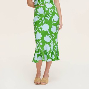 Women's Classic Rose Linen Fit and Flare Midi Skirt -  kate spade new york x Target Green/Blue - 1 of 4