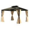 Bigget 10'x12' Hardtop Aluminum Outdoor Gazebo with Heavy Duty Double Roof, Mosquito Netting & Privacy Curtains for Patio, Garden, Backyard - 2 of 4