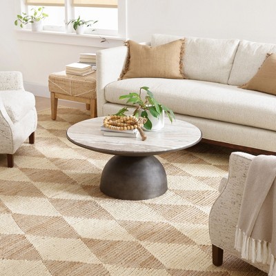 Natural Diamond Pattern Handwoven Cotton Rug, 2' x 3'