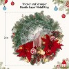 24" Pre-Lit Christmas Wreath for Front Door, Battery Operated Lighted Xmas Wreath for Door Window Indoor Outside Xmas Home Decor, Red and White - 2 of 4