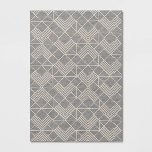 Geo Dimensional Tapestry Rectangular Woven Outdoor Area Rug Gray - Threshold™ - 1 of 4