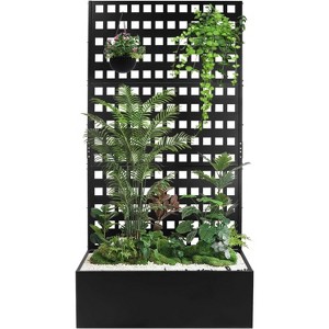 Planter Box Black Metal Planter Square Indoor Outdoor Planters Cube Steel Heavy Duty Flower Pot for Patio, Deck, Yard, Garden - 1 of 1