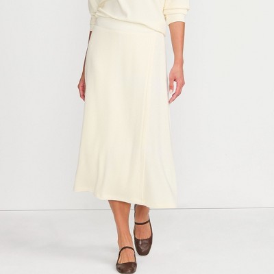 Lands' End Women's Cozy Rib Midi Wrap Skirt