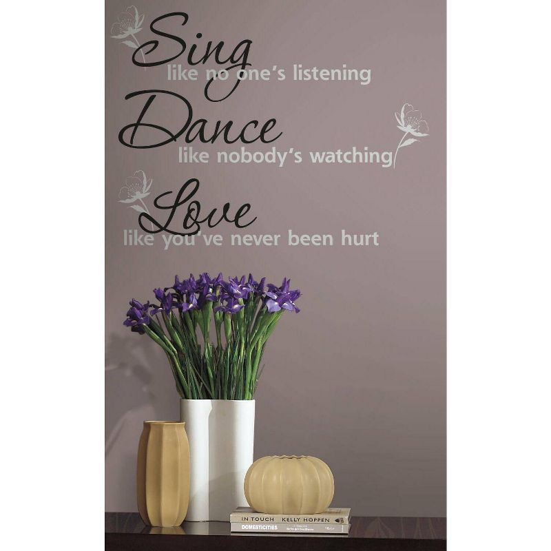 Dance Sing Love Peel and Stick Wall Decal White/Black - RoomMates, 1 of 6