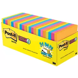Post-it Sticky Notes Cabinet pk, 3 x 3 Inches, Energy Boost Colors, 24 Pads with 70 Sheets