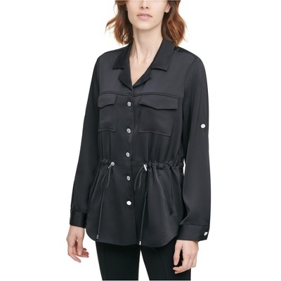 Calvin Klein Womens Cinch-Waist Jacket