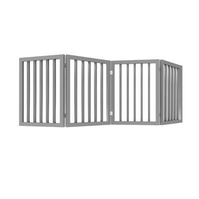 Gray Freestanding Four-Panel Composite Wood Pet Gate