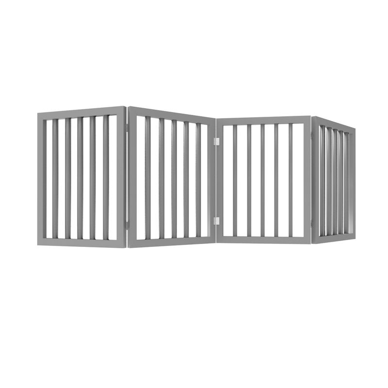 Indoor Pet Gate - 4-Panel Folding Dog Gate for Stairs or Doorways - 73x24-Inch Freestanding Pet Fence for Cats and Dogs by PETMAKER (Gray), 3 of 4