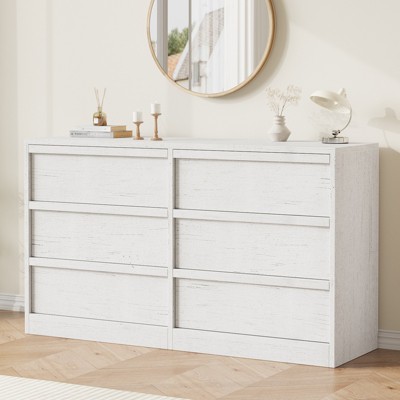 Whizmax 6 Drawer Dresser for Bedroom, Modern Double Dresser Organizer with Storage, Wooden Chest of Drawers for Bedroom, Living Room, Nursery- White