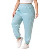 Agnes Orinda Women's Plus Size Satin Elastic Waist Athleisure Ankle Length Casual Jogger Pants - 2 of 4