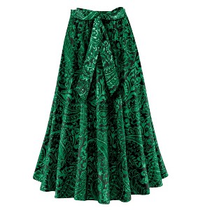 Collections Etc Beautiful Elasticized Tie-Waist Paisley Print Full Skirt - 1 of 4