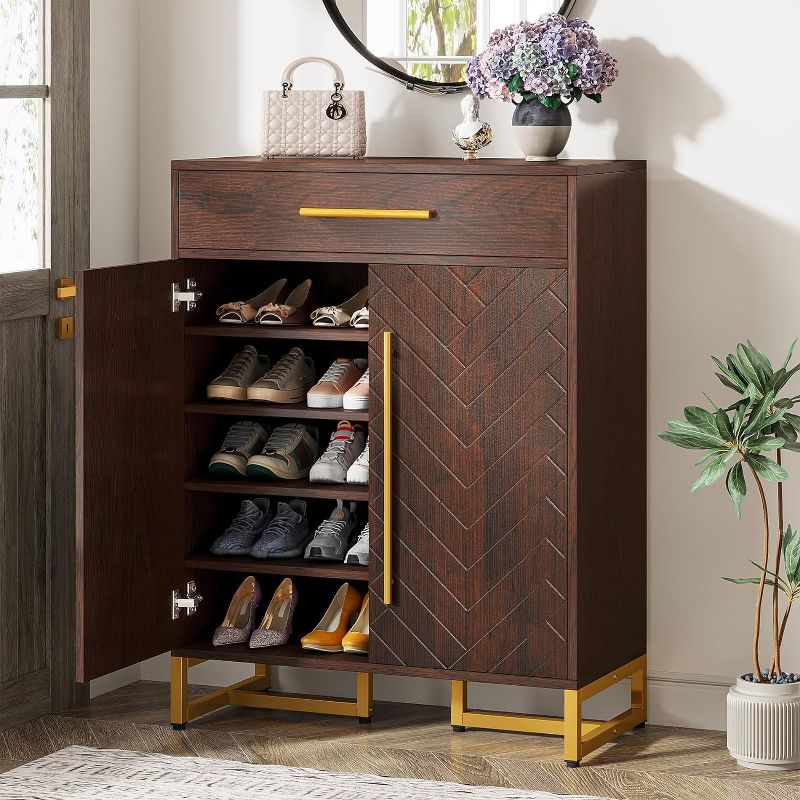 Tribesigns Shoe Cabinet with Doors, Modern Shoe Rack with Drawer, 2 of 7