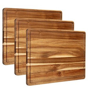 GustoWave 24 x18 inchExtra Large Wooden Cutting Board Heavy Duty Chopping Board with Juice Groove, Thick Acacia Wood Butcher Block, 3pcs - 1 of 4