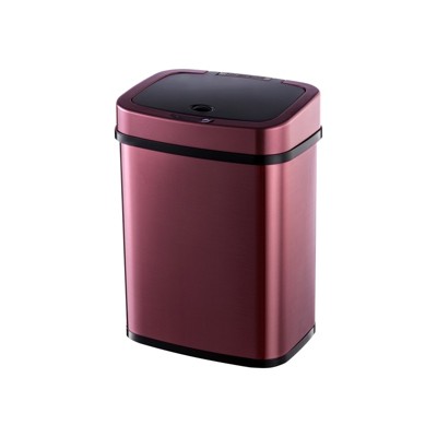 SEVOBAL Indoor Trash Cans Modern 3.2 Gallon Trash Can Touchless Sensor Motion Bin Automatic Smart Office Bedrooms Kitchen, Red, 10.3"*7.8"*14"