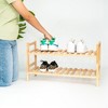 PJ Wood Stackable Wooden Shoe Rack Organizer for Closet Storage, Entryway Shelves, Tiered Cabinet for Shoes, 6 Pair Capacity, Natural - 4 of 4