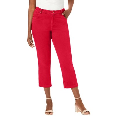 Jessica London Women's Plus Size Classic Cotton Denim Capri - 28, Red :  Target