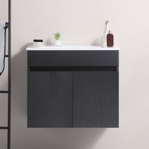 NicBex Floating Wall Mounted Bathroom Vanity with Sink,Bathroom Sink Vanity with 2 Soft Close Cabinet Doors,24"/20" Bathroom Sink Cabinet,White/Black - 1 of 4