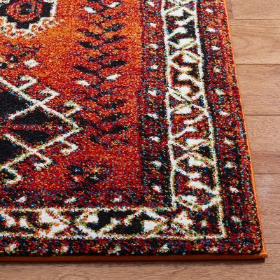Vintage Hamadan Orange/Red Synthetic Square Area Rug 6'7" x 6'7"