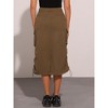 Allegra K Women's Midi Flap Pocket Back Slit Drawstring Cargo Skirt - 3 of 4