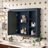 35''W Wall Mounted Bathroom Storage Cabinet with Mirror, Modern Medicine Cabinet with 6 Open Shelves - ModernLuxe - 2 of 4